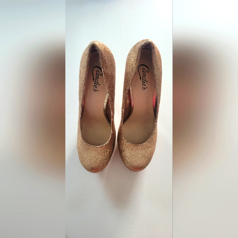 Candie's, Gold Glitter high heels, 7